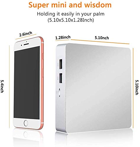 T11 Mini PC,Windows 10 Pro Intel Atom x5-Z8350 Fanless Desktop Computer,4GB DDR3/64GB eMMC, Support 2.5-Inch SATA III Internal SSD/HDD,4K HD,2.4/5G WiFi,1000M LAN,HDMI/VGA Output,Auto Power On