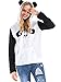 St. Jubileens Women's Cute Panda Print White and Black Fleece Hoodie Sweatshirts Tops Pullover (Small)