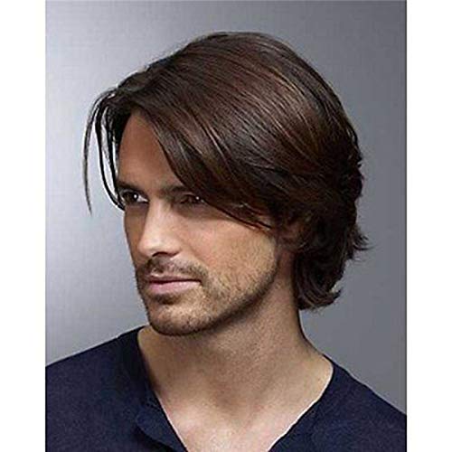 Amazon Com Diy Wig Men Short Wig Brown Curly Hair Replacement