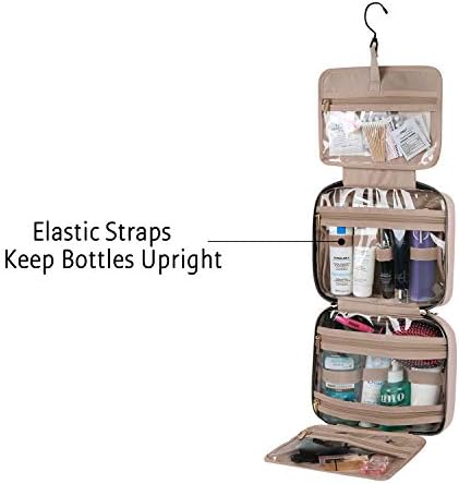 BAGSMART Toiletry Bag Travel Bag with Hanging Hook, Water-resistant Makeup Cosmetic Bag Travel Organizer for Accessories, Shampoo, Full Sized Container, Toiletries