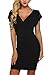 Zeagoo Women Crossover V-Neck Slit Short Sleeve Bodycon Dress