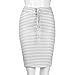 LTUI Casual Stripe Cotton Blend Knee-Length Art High Waist Summer Elastic Short Skirt,So Fashion (L)