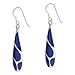 AeraVida Vintage Streaked Teardrop Simulated Blue Lapis Lazuli .925 Sterling Silver Dangle Earrings | Shiny Fish Hook Earrings | 9x45mm Lightweight Gift Jewelry for Women