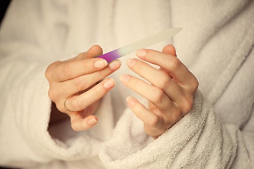 Color Crystal Nail File in Black Velvet Pouch | Czech Tempered Glass, Lifetime Guaranty, Hand Made in Czech Republic