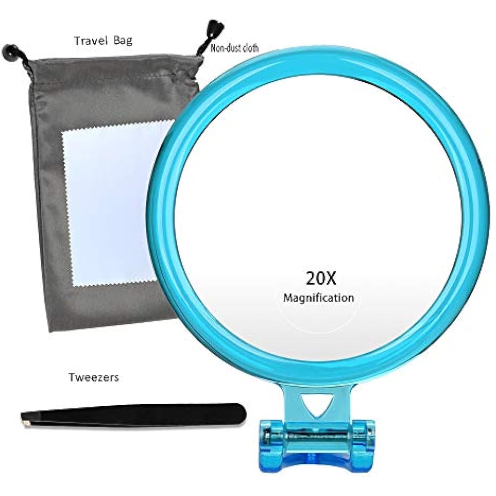 20X Magnifying Mirror, Two Sided 20X/1X Magnification, Folding Makeup