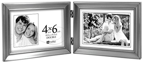 Malden International Designs Concourse Pewter Metal Hinged Picture Frame, Double Horizontal, 2-4x6,  - //coolthings.us