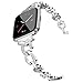 Wearlizer Compatible for with Fitbit Versa/Versa 2 /Versa Lite/Versa SE Bands for Women Dressy Accessories Silver Small Large for Fitbit Versa Smartwatch (Silver)