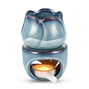 LTXDJ Oil burners, Ceramic Wax Melt Burners Tulip Essential Oil Burner Aromatherapy Furnace ForHome Bedroom Decor Meditation Housewarming Gift
