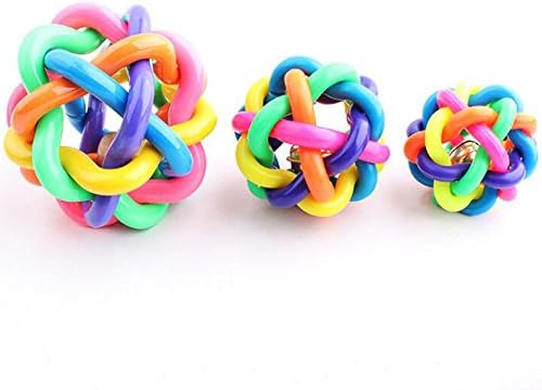 SIMPLEST LIFE Interactive Puzzle Training Colorful Bell Ball Dog Chew Toys -Pack of 3