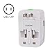 Aitmexcn Universal Travel Adapter, All in One International Power Adapter, Portability& Lightweight Worldwide Plug with Dual USB, Surge Protector for UK, EU, AU, Asia Covers 150+Countries