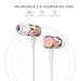 Wireless Headphones Sports Bluetooth Earbuds - ANCREU H6 Noise Cancelling In Ear Magnetic On the Neck Wirless Headset Sweatproof Running Workout for iPhone Samsung with Microphone and Hook(Rose Gold)