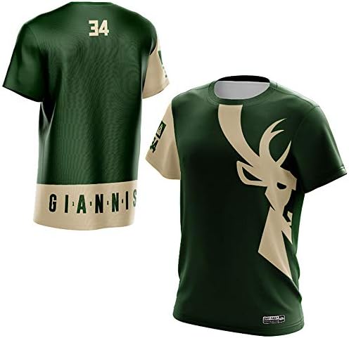 Milwaukee Bucks #34 Fashion Men's Cotton Round Neck Short-Sleeved T-Shirt Basketball Vest