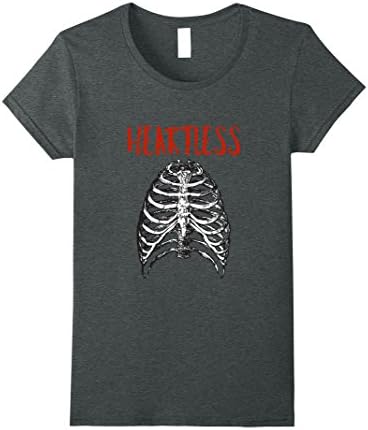 Womens Heartless skeleton rib cage Halloween t-shirt Small Dark Heather
