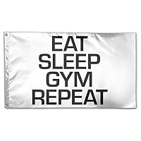 Colby Keats Eat Sleep Gym Repeat Garden Lawn Flags Indoor Outdoor Decoration Home Banner Polyester Sports Fan Flags 3 X 5 Foot