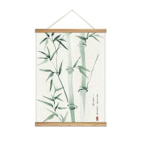 Wooden Framed Hanging Poster Bamboo Wall Picture Canvas Artwork for Home Decoration Ready to Hang - 18"x24" inches