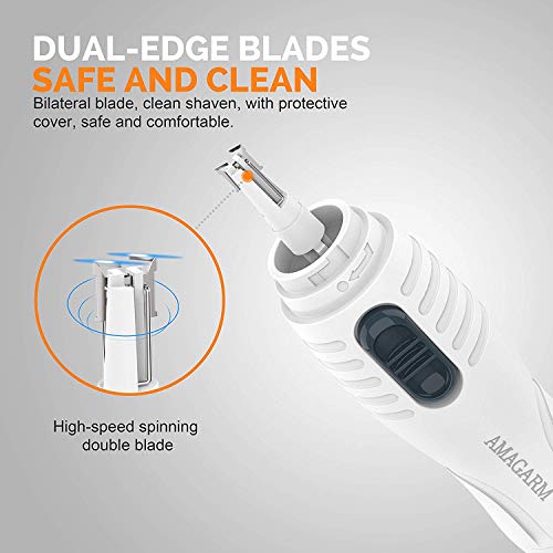 Updated Version Painless Nose Hair Trimmer for Men & Women, AMAGARM Electric Ear Eyebrow Ear Hair Remover/Clippers Epilator Removal, PX67 Waterproof, Mute Motor, Double-Edge Stainless Steel Blades