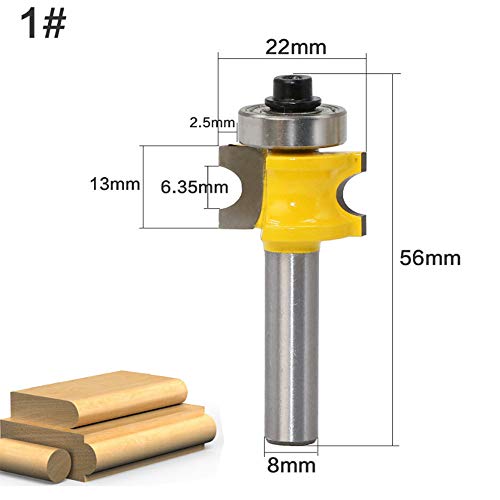 LEATBUY 1/4 Inch Shank Bullnose Router Bit 5PCS, Half Round Bearing Carbide Tipped Round Edge Cutting Bitsï¼Œ Radius 1/8" 3/16" 1/4" 5/16" 3/8", Woodworking Tool Milling Cutter CNC Router Tool