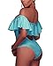 Tempt Me Women Aqua Blue Sexy One Piece Swimsuit Ruffled Off Shoulder Lace Up Bathing Suit XXL