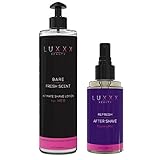 Luxxx Beauty Ultimate Female Shaving Kit - Bare Intimate Shave Lotion for Women Fresh Scent 16 Fl Oz + Refresh Anti-chafe After Shave Mist 4 Fl Oz - Reduce Skin Irritation & Protect Sensitive Skin