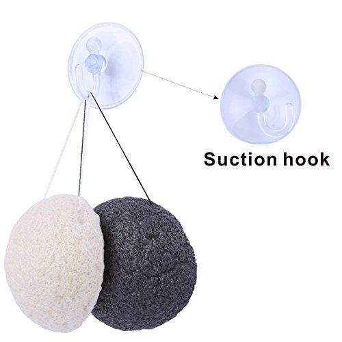Konjac Sponges Natural Activated Bamboo Charcoal Makeup Cellulose Sponge For Face Cleansing Exfoliating Sensitive Skin Remover with Silicone Sponges Gift Set (4pcs Pack)