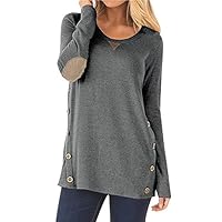 Amylovern Causal Tunic Tops for Leggings for Women Scoop Neck Blouse Tunic Top Grey 2XL