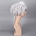 COPLY Men Silver White Short Anime Cosplay Wigs with Headwear Halloween wig Synthetic Wig 35cm 14