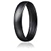 ROQ Silicone Rubber Wedding Ring for Men & Women, Comfort Fit, Men & Women's Wedding Band, Breathable Rubber Engagement Band, 6mm Wide 2mm Thick, Dome Solid Thin, Single, Metal Black, Size 7