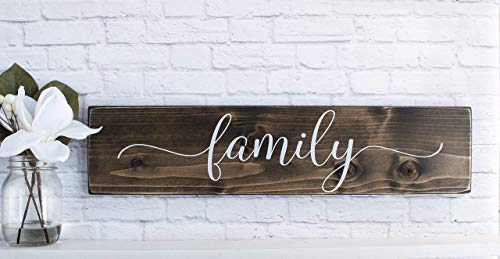 Dark Walnut Family Wooden Sign - Rustic Farmhouse Wood Handmade Decor - Wood Wall Home Decor