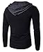 Guoji Men's Casual Slim Fit Long Sleeve T-Shirt with Hooded/Hoodies Tops (B24-Black Large)