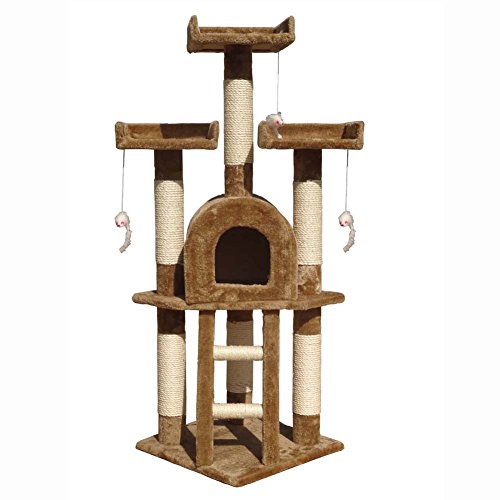 Generic Deluxe Multi Level Cat Scratcher Cat Tree Activity Centre Scratching Post Activity Toys 45 Inch Brown