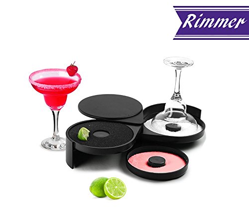 Margarita Salt Rimmer by Tezzorio, Glass Rimmer with 3 Compartments and Sponge, Sugar and Salt Bar