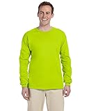 Gildan 6.1 oz. Ultra Cotton Long-Sleeve T-Shirt>M NEW SAFETY GREEN G240