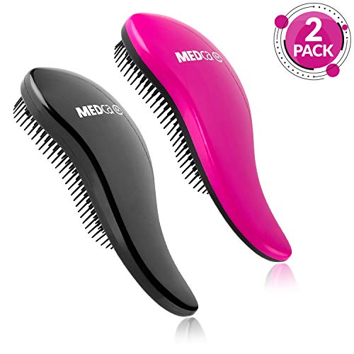 Detangling Brush - Detangler Brushes Set, Pain-Free Hair Brush Straightener that Removes Tangles and Knots Straightening Hair Shiny and Undamaged - (1 Black & 1 Pink Hair Brush)