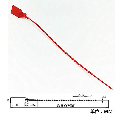 250mm Pull-Tite Security Seal Plastic Seals Signage Numbered(Package of 100) (Red) - Thumbnail 3