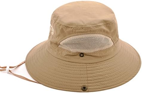 Sun Protection Bucket Fishing Hats for Men and Women Summer Outdoor SPF 50+ Boonie Cap (Khaki)