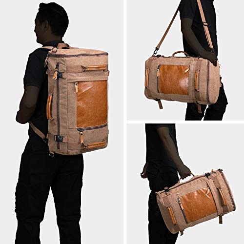 WITZMAN-Vintage-Rucksack-Canvas-Herren-Reiserucksack-Gross-Convertible-Reisetasche-Daypack-Wanderrucksack-2063-Braun