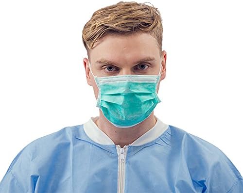 3 Ply Disposable Earloop Face Mask 50 Count Soft Nonwoven Breathable Shield Anti Dust Anti-Viral and Allergy Pollen for Flu Surgical Dental Medical (Green)