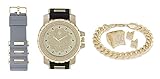 Techno Pave Iced Out Watch + Interchangeable Band + Cuban Bracelet + Iced out Earrings & Ring [Gift Set]