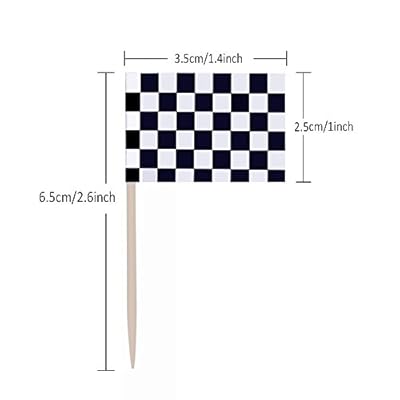 Checkered Racing Flag Cupcake Cake Toppers Picks Party Decorations Supplies, 100 Counts by Bilipala