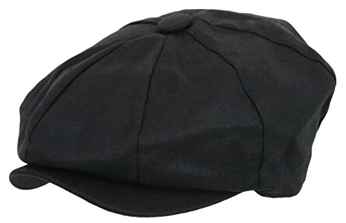 Men's Newsboy Linen Applejack Gatsby Collection Ivy Hats - Black