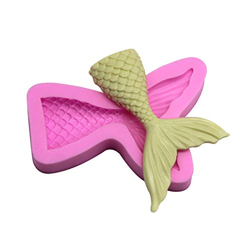 Doitsa 1pcs Moule En Silicone Decoration De Gateau Moule De Cuisson Forme De Sirene De Poisson Moule De Cuisson Pour Faire Bonbons 7 5 6 6 1 5cm Chocolat Biscuits Rose Moules A
