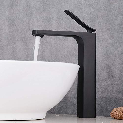 Beelee Bathroom Sink Faucet Deck Mounted Waterfall Brass ORB Bathroom Sink Mixer Faucet - Black Color
