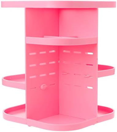 AISme Acrylic Makeup Organizer Case 360 Rotating Cosmetic Storage Box Jewelry Holder (Pink)