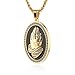HZMAN Mens GOLD BLESS ALL 18K Gold Plated Prayer Hand Stainless Steel Oval Medal Pendant Necklace