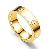BESTJEW Rose Gold Love Ring Screw Design Promise Engagement Wedding Couples Band Titanium Stainless Steel Size 5-10