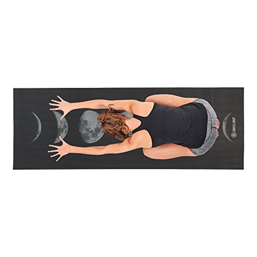 Incline Fit Thick/Non Slip Printed Exercise Mat with Strap for Yoga, Pilates, Stretching, Meditation, Floor and Fitness, Moon Phases, 6mm - Thumbnail 5