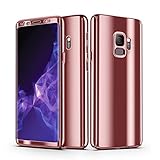 Galaxy S9 Case + Screen Protector Alsoar Samsung Galaxy S9 Plus Cover 2 in 1 360 Full Body Protection PC case Ultra Thin Hard Plating Shockproof Non-Slip Protective Cover (Rose Gold, Galaxy S9)