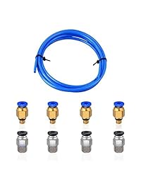 Ewigkeit Tubo de teflón PTFE azul (2 metros) con accesorios neumáticos PC4 M6 y conector macho recto para impresora 3D de 0.069 in (paquete de 11 unidades)