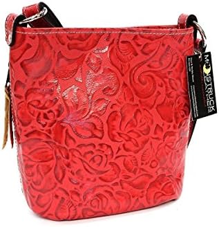 MoonStruck Leather Concealed Carry Purse - CCW Handbags Ferrari Red Rose Leather - Made in the USA - Bucket