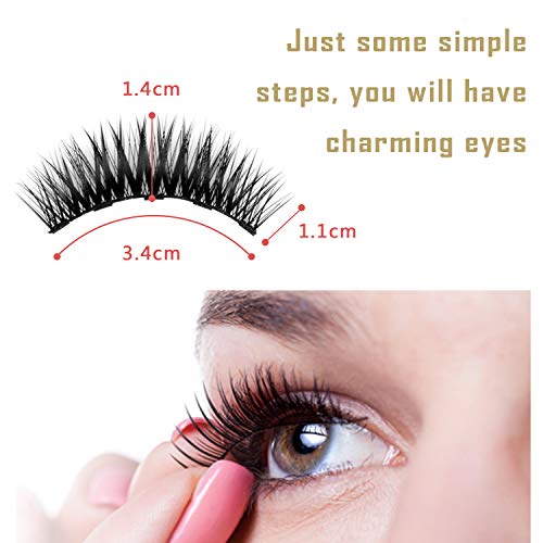 Magnetic Lashes and Eyeliner, Natural False Silk False Eyelashes with Mirror, No Glue Reusable Lashes, Waterproof Eye Liner, Magnetic Eyelashes & Magnetic Eyeliner with Tweezers Set